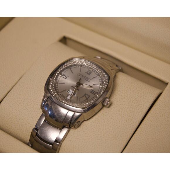 August Steiner Swiss Quartz Diamond Bezel Men’s Watch – Stainless Steel - Picture 2 of 6